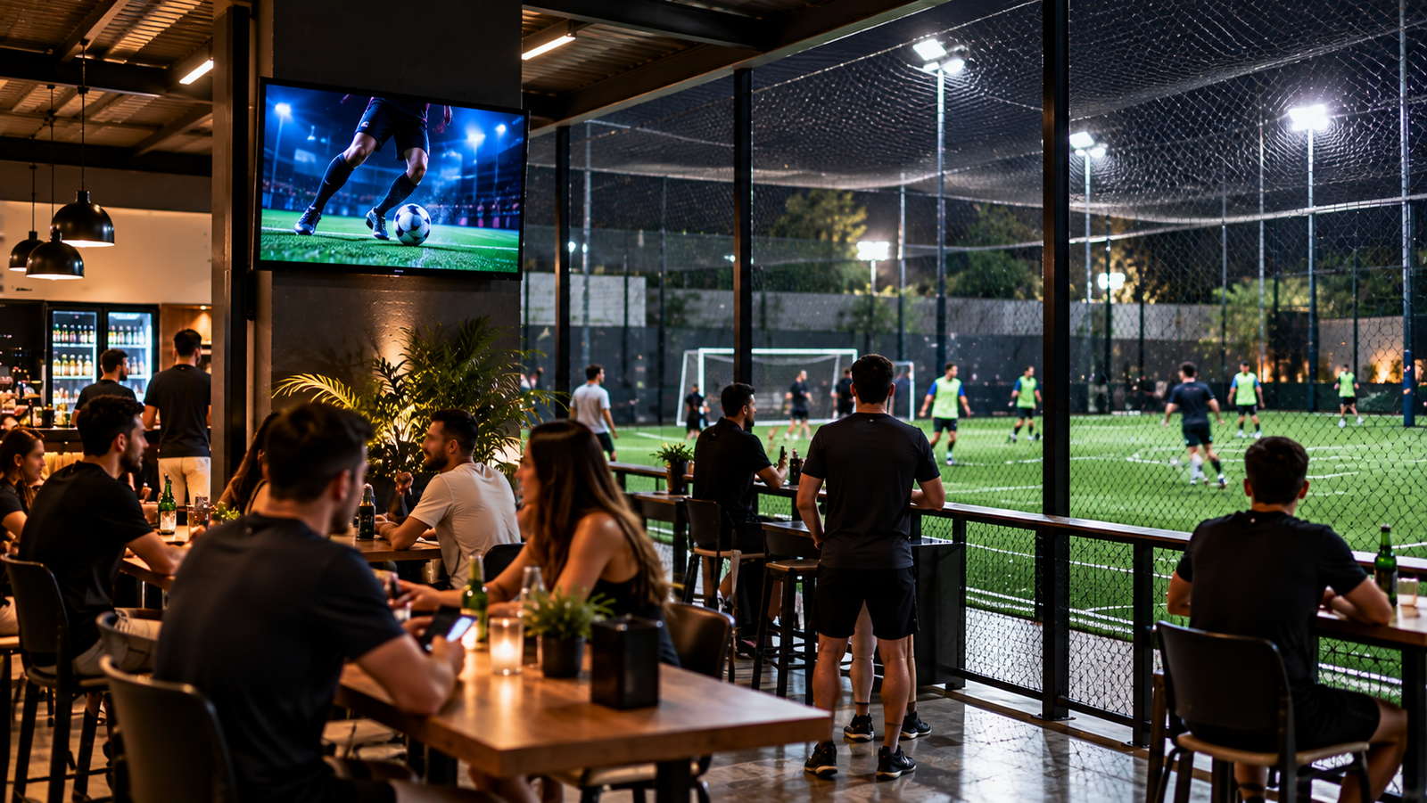 Espaço esportivo com comunicação digital